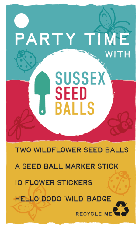 Sussex Seed Balls "Party Time" filled Party Bag (includes 'Wild' badge, from Hello Dodo)