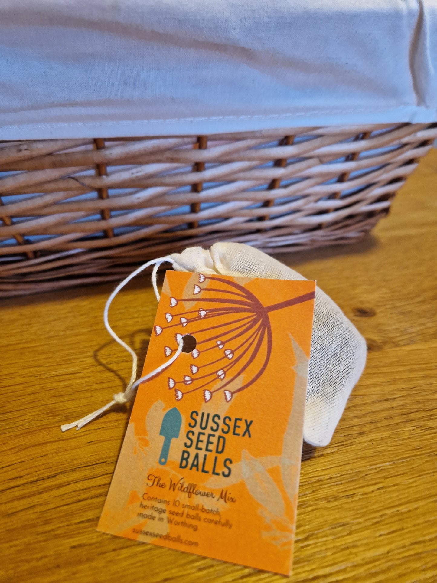 Individual Wildflower mix seed ball in cotton bag