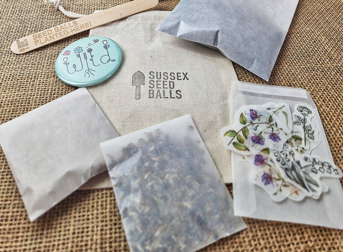 Sussex Seed Balls "Party Time" filled Party Bag (includes 'Wild' badge, from Hello Dodo)