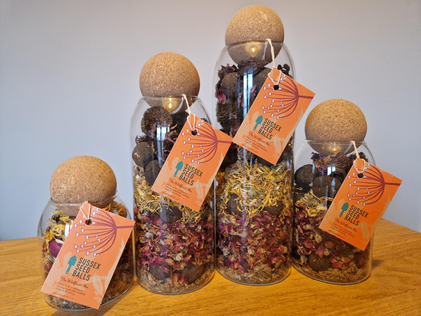 Sussex Seed Balls Original Wildflower Mix Jar - With Dried Natural Flowers